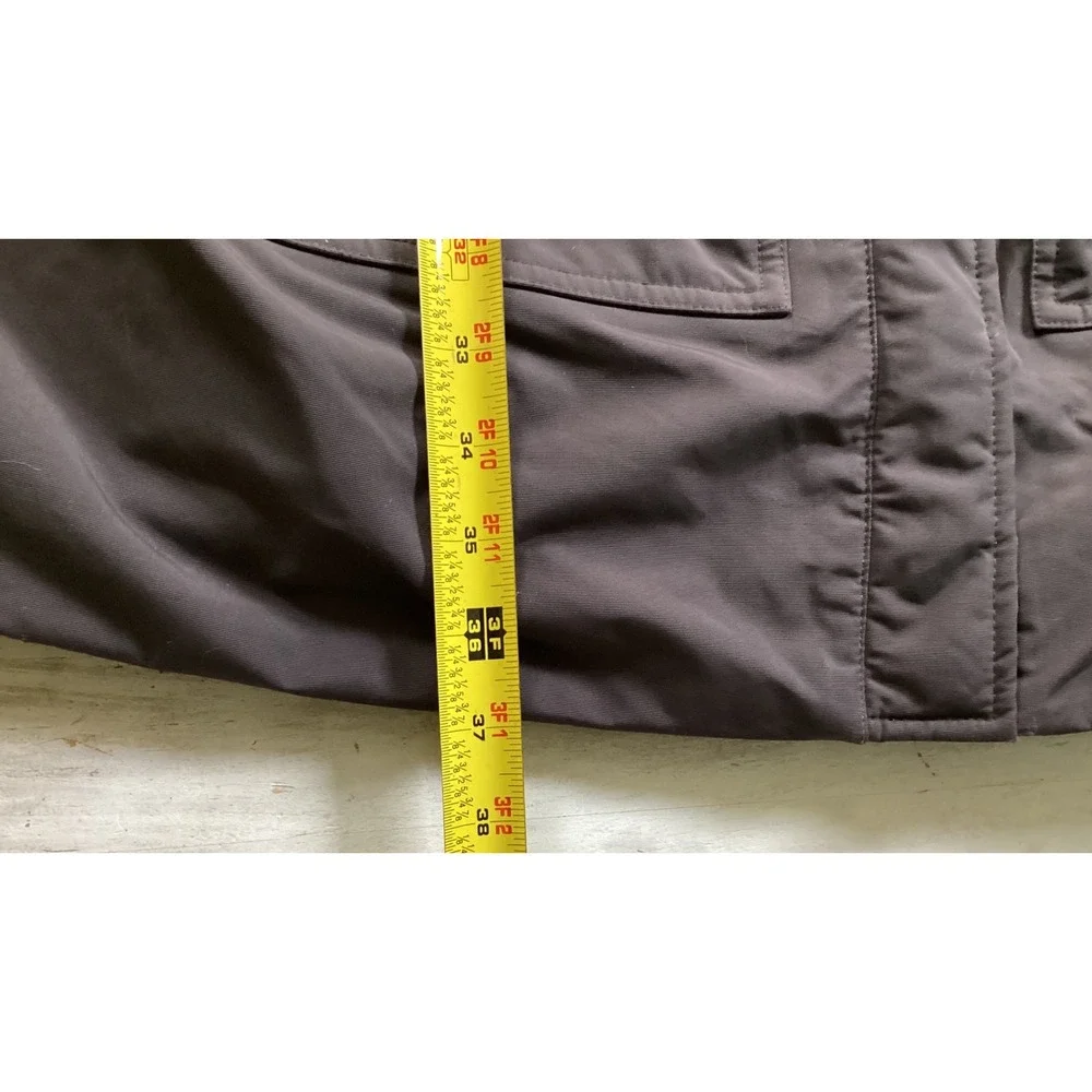 Lands End 1X Womens Dark Brown‎ Quilted Lined Hooded Parka Coat Water Resistant